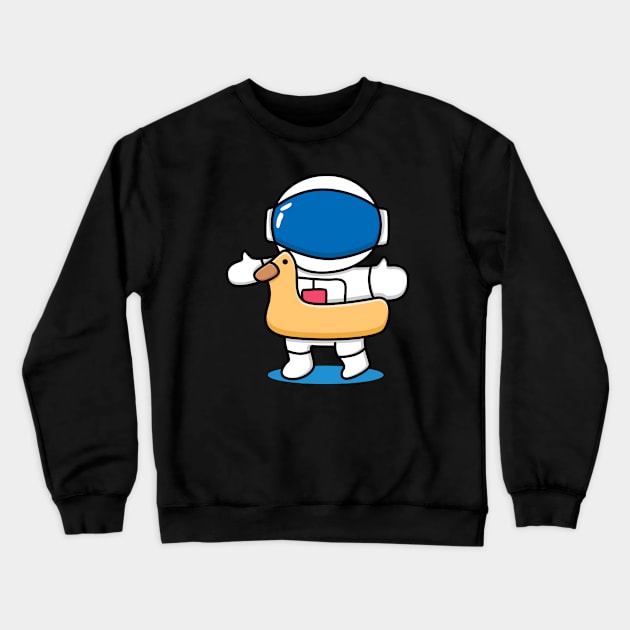 astronaut with swimming duck tires Crewneck Sweatshirt by BarnawiMT